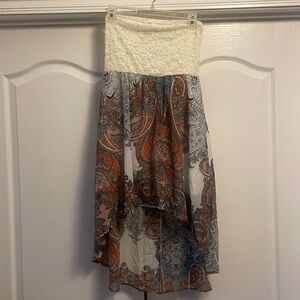 Strapless flowy high low dress